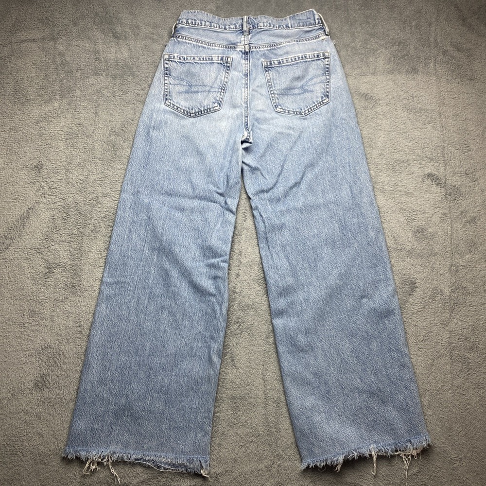 American Eagle Jeans Womens Size 0 Blue Super High Rise Baggy Wide Leg, Denim - Picture 11 of 16